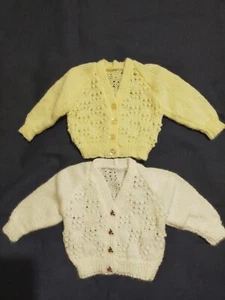 Hand knitted Premi baby jackets /cardigans 00 X2 - Picture 1 of 2
