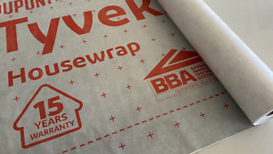 New 1.4m Wide Tyvek Housewrap Breather Membrane Sold by the metre, BBA Approved