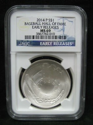 2014-P Uncirculated Baseball Hall of Fame Silver Dollar - NGC MS 69 - Image 1 of 4