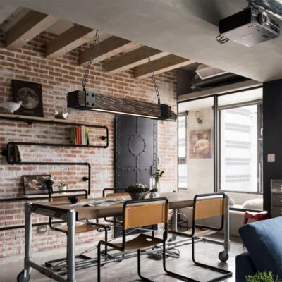 Vintage Industrial Wood Rustic Hanging Kitchen Farmhouse Pendant Light Fixture - Image 1 of 4