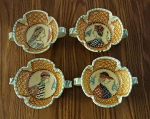 FOUR (4 ) GIACOMINI ORVIETO YELLOW RENAISSANCE PORTRAIT HEADS SOUP BOWLS ITALY - Picture 1 of 10