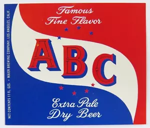 Vintage ABC Extra Pale Dry Beer Bottle Label Maier Brewing Los Angeles CA - Picture 1 of 4