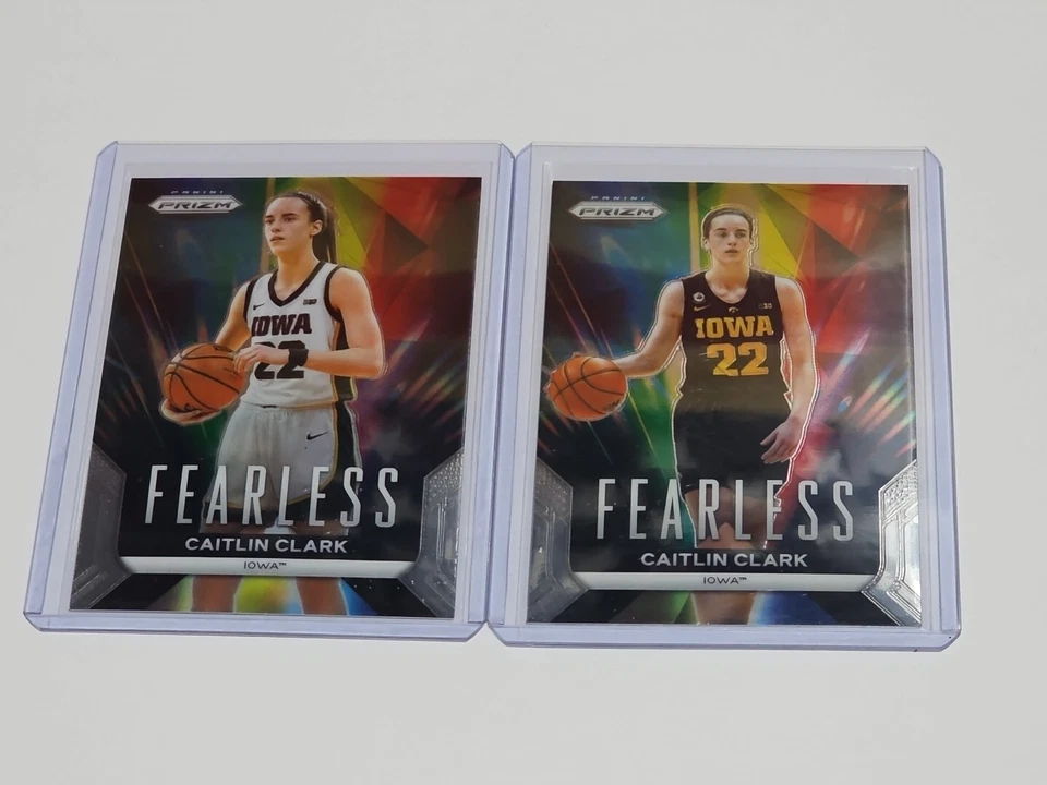 💎 Rare Set Of 2 Caitlin Clark 2024 Panini Prizm Fearless Iowa Cards #'$ F1 & F2 - Image 1 of 4
