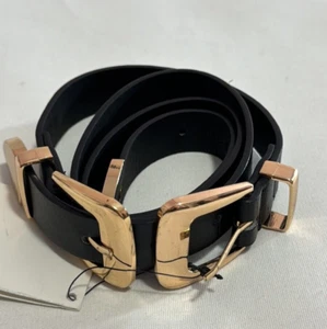 Cinturón Mujer Negro Tono Dorado Doble Hebilla Talla M - Imagen 1 de 13