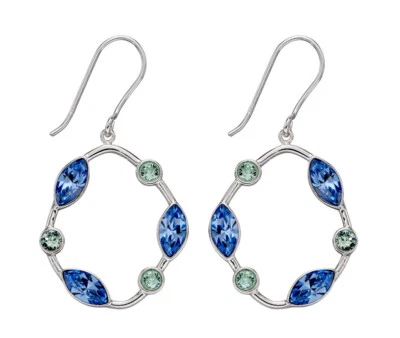 Design - Elements Argento Sterling Swarovski Zaffiro Chiaro Orecchini Cristallo - Immagine 1 di 2