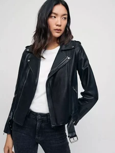 NWT Maje Bocelix Black 100% Leather Jacket Size 38 $895 - Picture 1 of 4