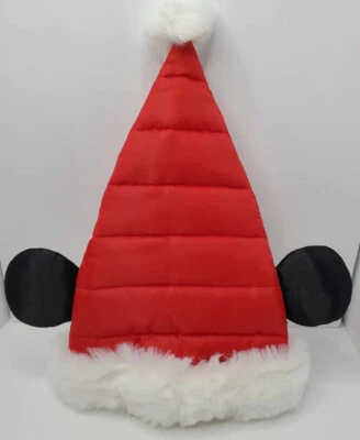 NWT One Size Disney Parks Mickey Mouse Ears Quilted Santa Hat Christmas Holiday - Image 1 of 4