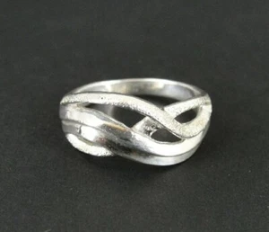 Ring Silver Abstract Design Texture Accents Sterling Silver 925 Size 10.25 Band - Picture 1 of 4