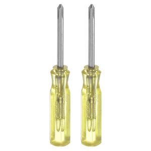 2Pcs PH0 Mini Phillips Screwdriver 2mm Magnetic Cross Head 45mm Length, Yellow - Picture 1 of 6
