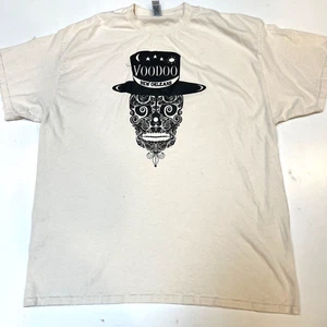 New Orleans Voodoo T-shirt XL Skull with Hat white with Black Graphics - Picture 1 of 5