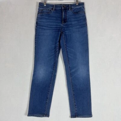 Pantalones de mezclilla Lands End tiro medio curvilíneos ajustados para mujer talla 6 azul lavado medio Foto 1 de 4