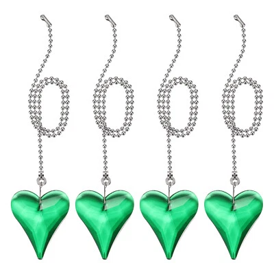 4 Pcs 21 Inch Crystal Ceiling Fan Pull Chains, Light Green (New Heart Shape) Foto 1 de 4