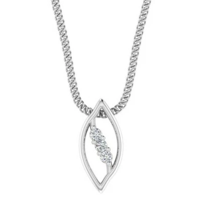 Colgante con dije de hoja de marquesa de oro blanco de 14 k de diamantes naturales para cumpleaños Foto 1 de 4