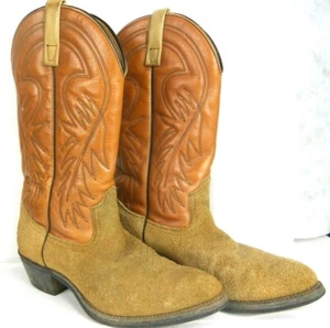 Men's Leather Cowboy Style Boots Smooth Grain Stitched Traditional Point Toe  - Picture 1 of 12