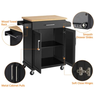 Kitchen Island Cart On Wheels Rolling Organizer Stand Spice Towel Rack Drawer - Picture 1 of 12
