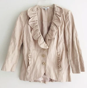 Blazer Cabi Petal Mujer Talla 2 Rosa Rubor Mangas 3/4 Volantes Botón Delantero - Imagen 1 de 9