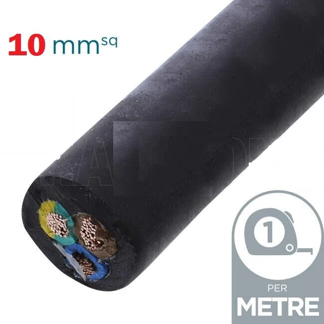 10 mm x 3Core Rubber Cable Flex  H07RNF Heavy Duty 86Amp Cooker or Hot Tubs - Image 1 of 1