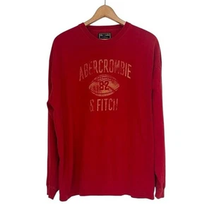 Abercrombie & Fitch Long Sleeve T-Shirt Men’s Size Large Red Cotton Spellout Y2K - Picture 1 of 9