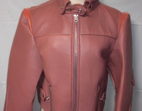 Giacca di pelle rosa salmone ACNE STUDIOS donna taglia 34 capospalla zip #V5526