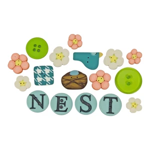 Just Another Button Company Nest Birds Flowers Box Moda Lella Boutique Inspired - Picture 1 of 6