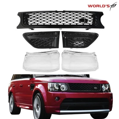 Tampa de lente de farol preta grade dianteira para Range Rover Sport 2010 2011 2012 2013 - Imagem 1 de 4