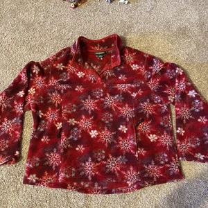 Vintage LL Bean Jacke Damen 2X rot Schneeflocke 1/4 Druckknopf Fleecepullover - Bild 1 von 11