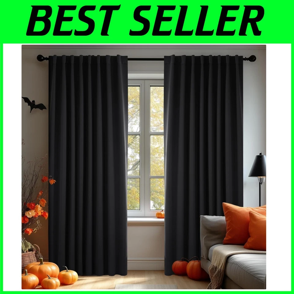 Modern Blackout Curtains, W70 x L108, Back Tab, Pack of 2 - Image 1 of 4