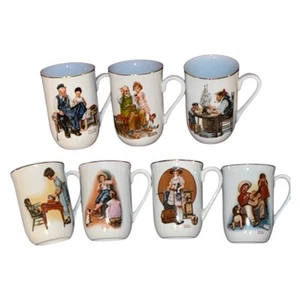 Norman Rockwell Tea Mugs *Lot of 7* Vintage 1980’s Beautiful Glasses - Picture 1 of 10