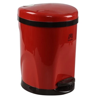 Ponpong 1.8 Gallon Plastic Pedal Step-On Round Trash Can with Inner Bucket, Red - Image 1 of 4