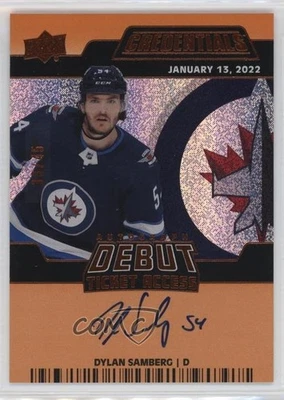 2024 UD Credentials Upper Deck Update Orange /45 Dylan Samberg Auto - Image 1 of 3