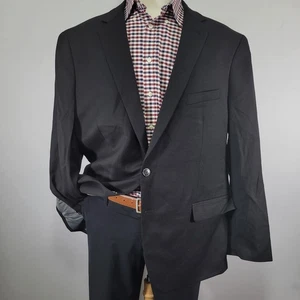 Pronto Uomo Platinum Men's Sport Coat Blazer Two Button Black Poly Wool 52R - Picture 1 of 16