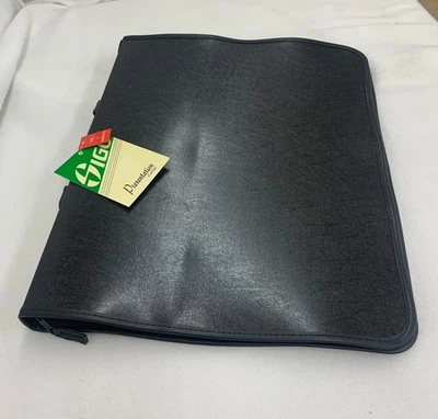 Carpeta portafolio de diseñador/artista negra imitación cuero cremallera estuche 4 piezas 14" x 17" Foto 1 de 4