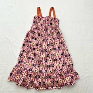 Hanna Andersson Dress Girls 6/7 120 Pink Floral Sleeveless Cotton Ruffle Summer - Picture 1 of 9