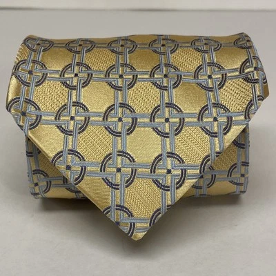 Мужской галстук Forsyth Of Canada Tie FOC Gold Geometric ручной шитье тонкий шелк. S66 - Изображение 1 из 4