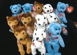 12 Wholesale Lot -4 ea of Ty 911 America, Courage,& Rescue beanie set-Japan Tags - Picture 1 of 8