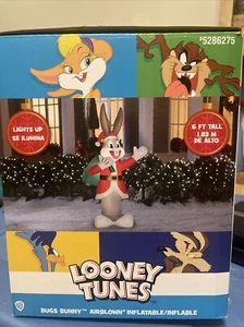 6’ Bugs Bunny Looney Tunes LED Lighted Christmas Airblown Inflatable Gemmy - Picture 1 of 2