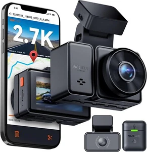 Vantrue E2 2.7K WiFi Dual Dash Cam, 1440P Front and Rear Dash Camera with GPS Sp - Picture 1 of 9