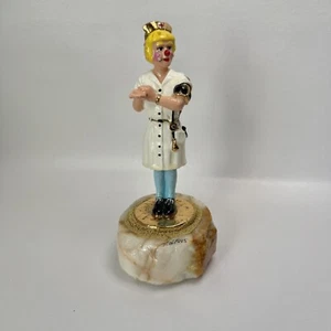 Ron Lee Nurse Clown Figurine on Stone Base L-443 Signed - Picture 1 of 11