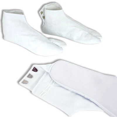 Japanese Kimono 8" White Split Toe Tabi Socks w/ Hooks Kohaze Geta Sandals - Image 1 of 2