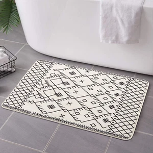Uphome Bathroom Rugs 20X31 Inch Boho Bath Mat Non-Slip Moroccan Geometric Farmh - Picture 1 of 12