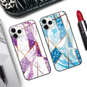 For Samsung Phone Case Tempered Glass Marble  Back Cover Skin Hot Fashion Cool - Picture 1 of 19