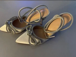 Silver/Grey Double Bow Bridal/wedding/Evening Stiletto Shoes Size 5(38) NIB - Picture 1 of 6