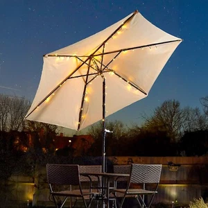 LED Parasol String Lights Solar Multi Function Umbrella Lighting Garden Decor - Picture 1 of 24