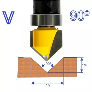 1 pc 1/4" SH 90° V-Grooving V-groove Top Bearing Router Bit sct-888 - Picture 1 of 12