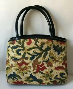Vintage Teppich Gobelin Tasche Moden von Margolin Klappverschluss Nietenboden EUC - Bild 1 von 11