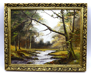 Vintage Original Oil On Board Forest Of Bowland River Scene Kate Holland -Signed