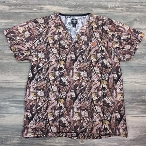 Med Couture Scrubs Top Women's XS Pink Leaves Trees Medical Dental Lab Tech - Picture 1 of 10