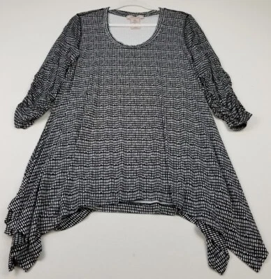 Blusa túnica Philosophy para mujer 2XL negra blanca geométrica mangas largas elástica Foto 1 de 4