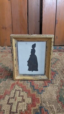 Antiguo retrato de dama recorte silueta marco dorado madera campo temprano 6" Foto 1 de 4