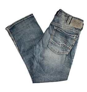 Silver Jeans Gordie Straight Leg Loose Mid Rise Fit Thick Stitch 34 X 31 DEFECT - Imagen 1 de 8